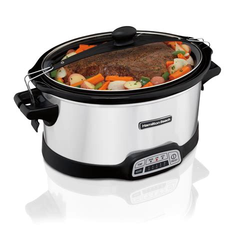The oval-shaped stoneware crock can fit up to a 10 lb. . Hamilton beach slow cookers